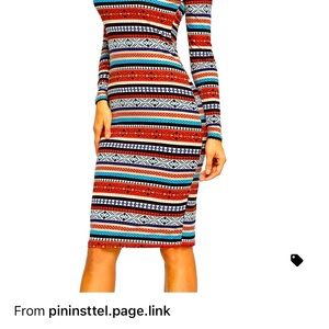 NWOT Striped Aztec Pencil Dress Size L